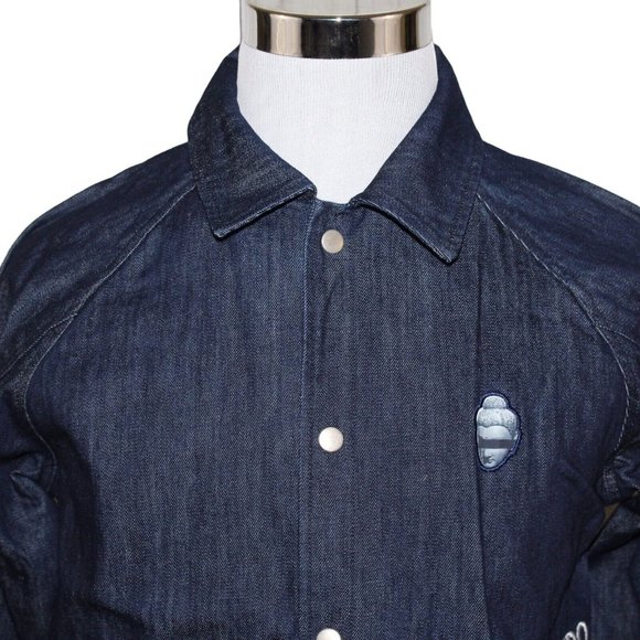 Streetwear Denim Blue Jean Large Hip Hop Embroidered Buddha Jacket Urban FMACM - Picture 7 of 11